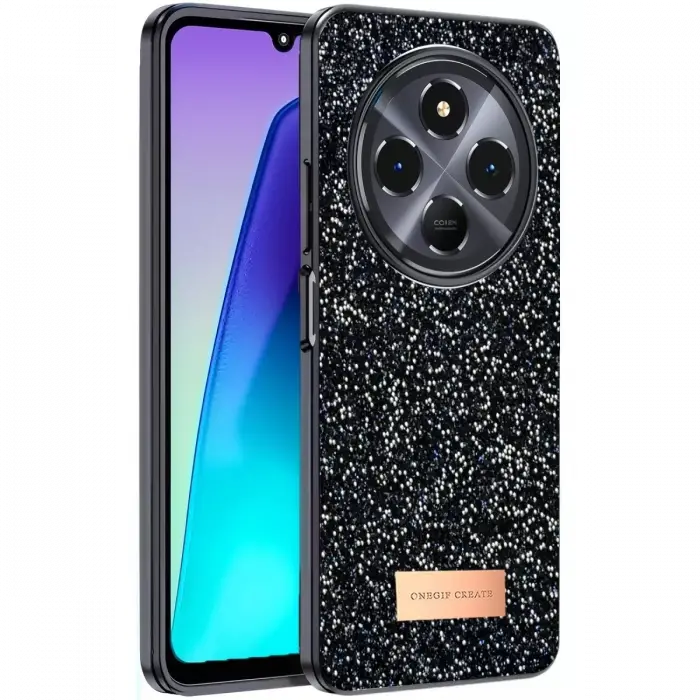 Onegif Xiaomi Redmi 14C Bright Simli Kapak - Siyah