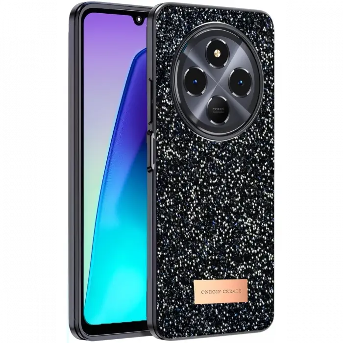 Onegif Xiaomi Redmi 14C Bright Simli Kapak - Siyah