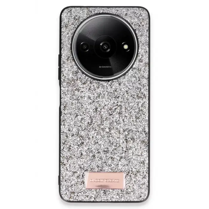 Onegif Xiaomi Redmi A3 4G Bright Simli Kapak - Gümüş