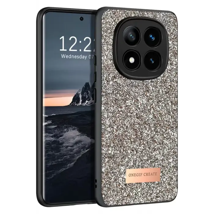 Onegif Xiaomi Redmi Note 14 Pro 4G Bright Simli Kapak - Gold