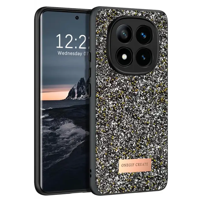 Onegif Xiaomi Redmi Note 14 Pro 4G Bright Simli Kapak - Gümüş