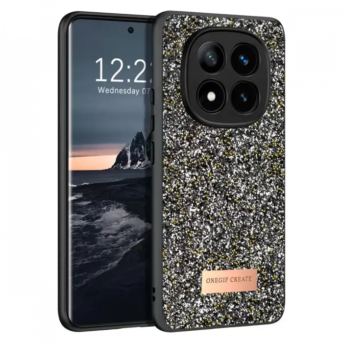 Onegif Xiaomi Redmi Note 14 Pro 4G Bright Simli Kapak - Gümüş