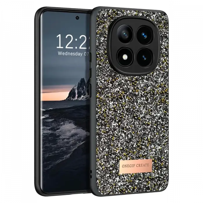 Onegif Xiaomi Redmi Note 14 Pro 4G Bright Simli Kapak - Gümüş