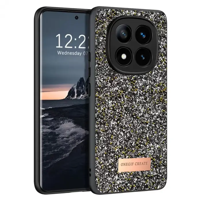 Onegif Xiaomi Redmi Note 14 Pro 4G Bright Simli Kapak - Gümüş