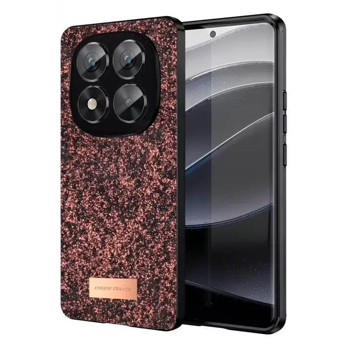 Onegif Xiaomi Redmi Note 14 Pro 5G Bright Simli Kapak - Derin Mor