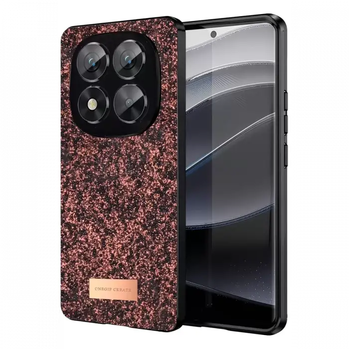 Onegif Xiaomi Redmi Note 14 Pro 5G Bright Simli Kapak - Derin Mor