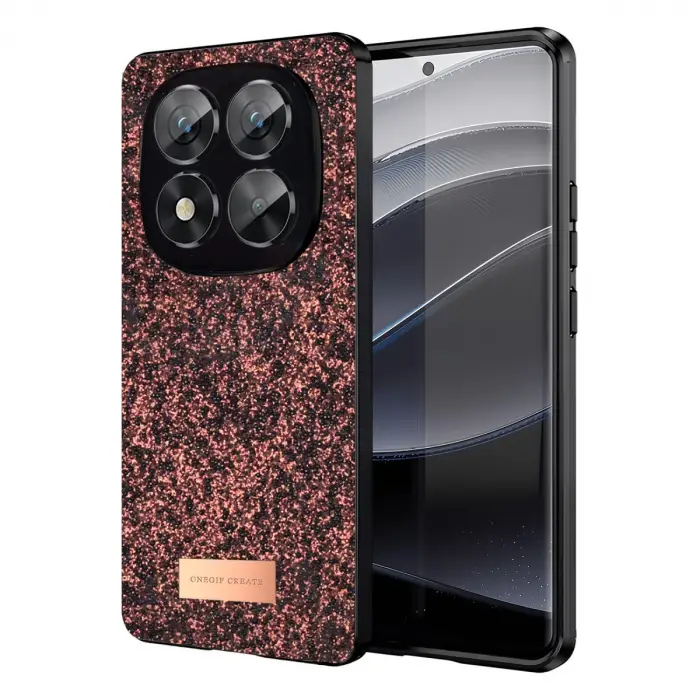 Onegif Xiaomi Redmi Note 14 Pro 5G Bright Simli Kapak - Derin Mor