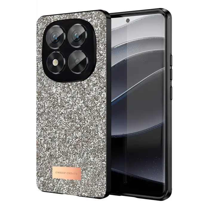 Onegif Xiaomi Redmi Note 14 Pro 5G Bright Simli Kapak - Gold