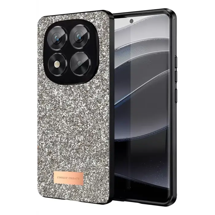 Onegif Xiaomi Redmi Note 14 Pro 5G Bright Simli Kapak - Gold