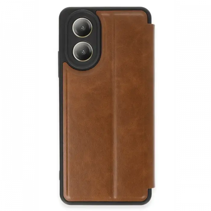 Oppo A38 Kılıf Flip Cover - Taba