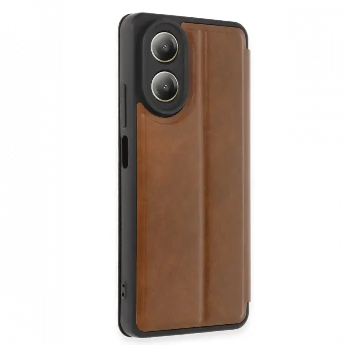 Oppo A38 Kılıf Flip Cover - Taba