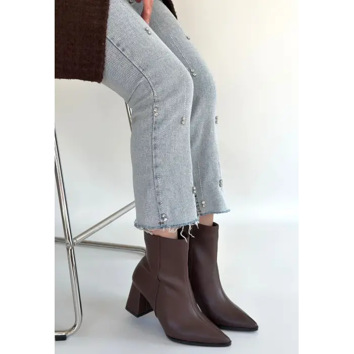 Oter Kahverengi Cilt Topuklu Bot