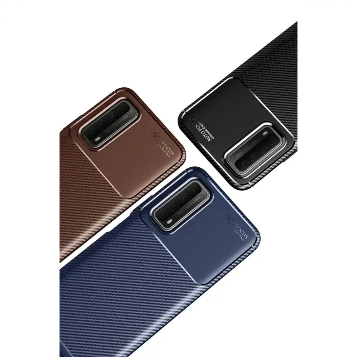 P Smart 2021 Kılıf Auto Focus Karbon Kapak - Siyah