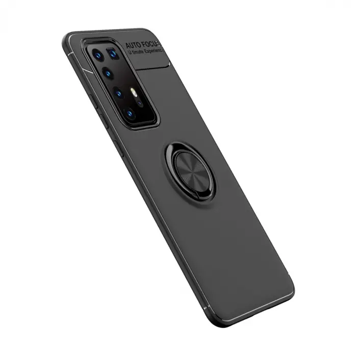 P40 Pro Kılıf Range Yüzüklü Silikon - Siyah