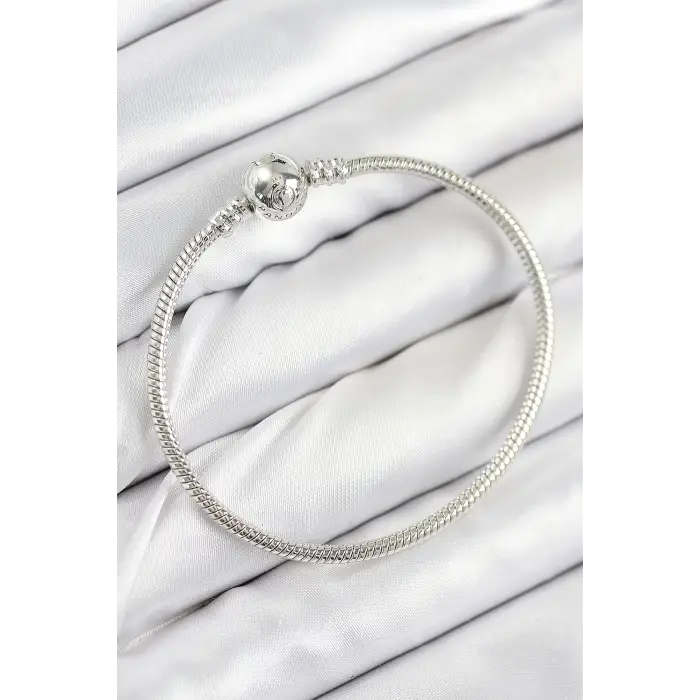 Pirinç Charm Topcuk Model Gümüş Renk Kadın Bileklik