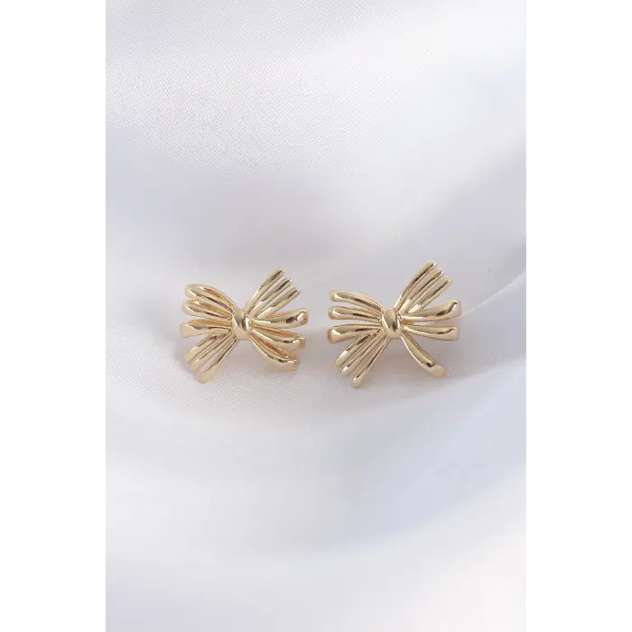 Pirinç Gold Renk Fiyonk Küpe