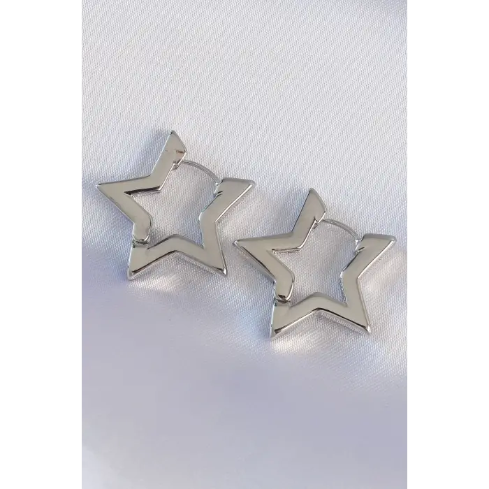 Pirinç Gümüş Renk Yıldız Küpe