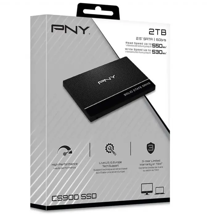Pny 2Tb CS900 SSD7CS900-2TB-RB 550-530MB-S SSD Sata-3 Disk