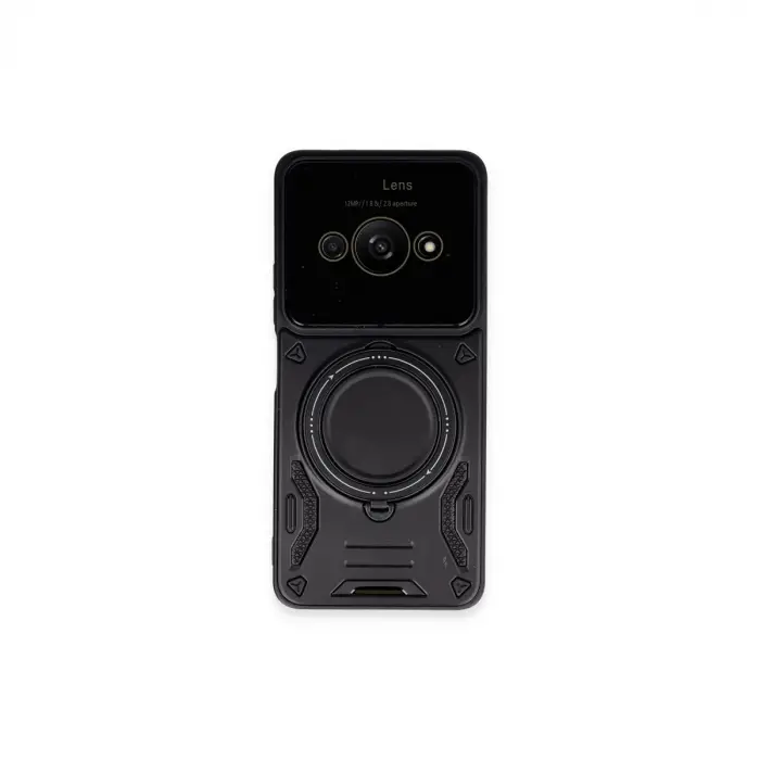 Poco C61 Kılıf Joy Lens Standlı Kapak - Siyah