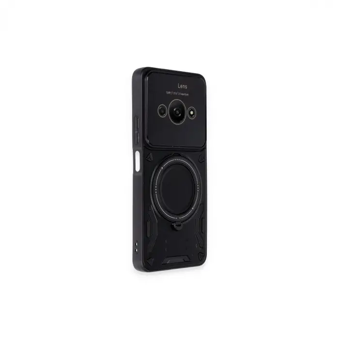 Poco C61 Kılıf Joy Lens Standlı Kapak - Siyah