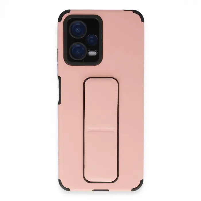 Poco X5 5G Kılıf Mega Standlı Silikon - Pudra