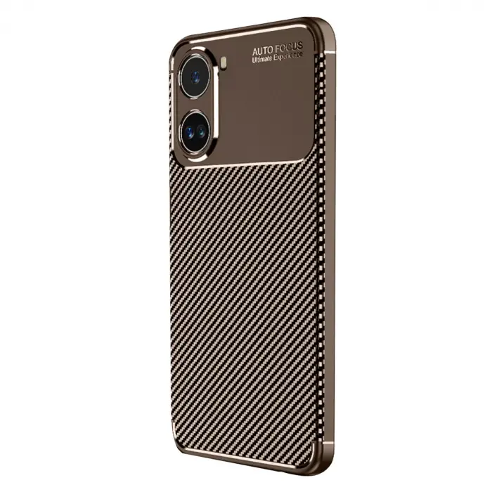 Poco X7 Pro Kılıf Auto Focus Karbon Kapak - Kahverengi