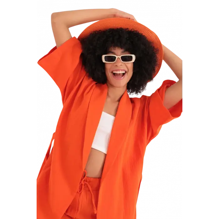 Rahat Kesim Kimono Üst - TURUNCU