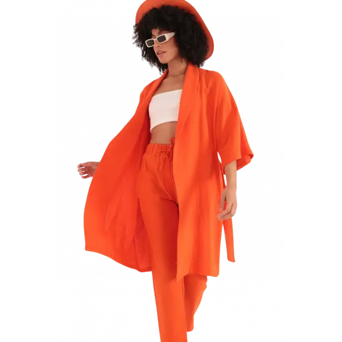 Rahat Kesim Kimono Üst - TURUNCU