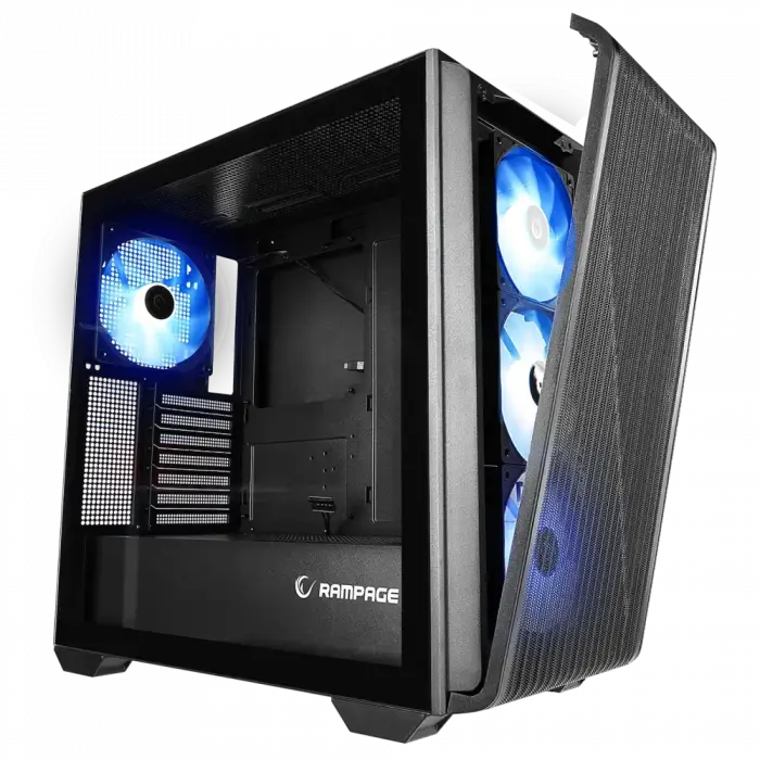 RAMPAGE CRAFT TEMPERLİ CAM+MESH Siyah ARGB FAN+TYPE-C ATX MİD-T GAMING KASA