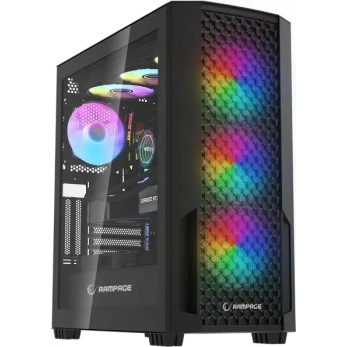 RAMPAGE SHELOB Mesh Panel Tempered Camlı 4*ARGB INFINITY FAN+HUB Gaming Kasa