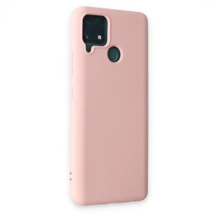 Realme C15 Kılıf Nano içi Kadife Silikon - Pudra