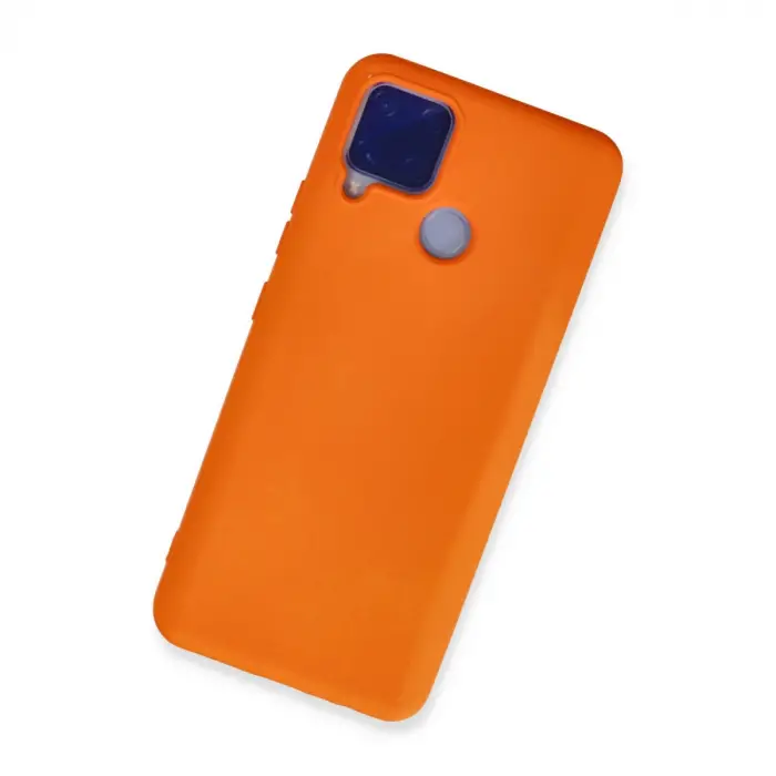 Realme C15 Kılıf Nano içi Kadife Silikon - Turuncu