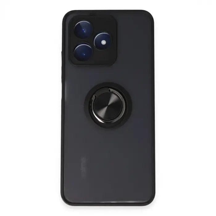 Realme C53 Kılıf Montreal Yüzüklü Silikon Kapak - Siyah