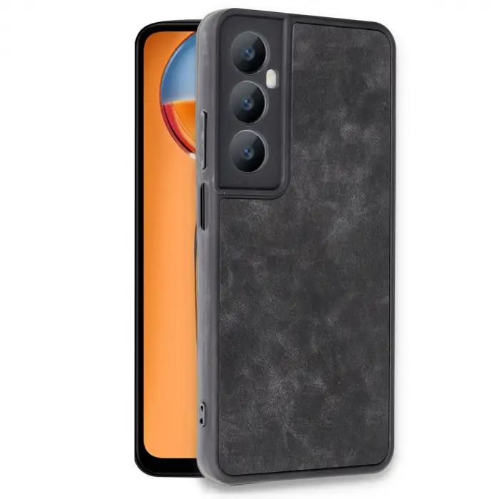 Realme C65 Kılıf Aras Deri Kapak - Siyah