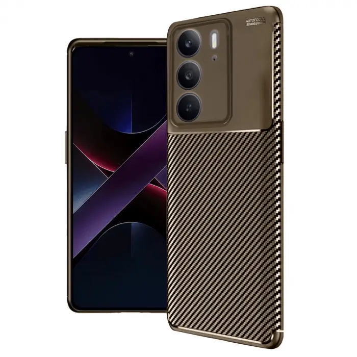 Realme C75 4G Auto Focus Karbon Kapak - Kahverengi
