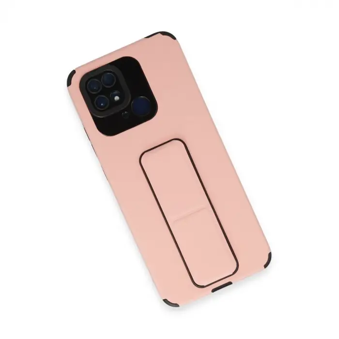 Redmi 10C Kılıf Mega Standlı Silikon - Pudra