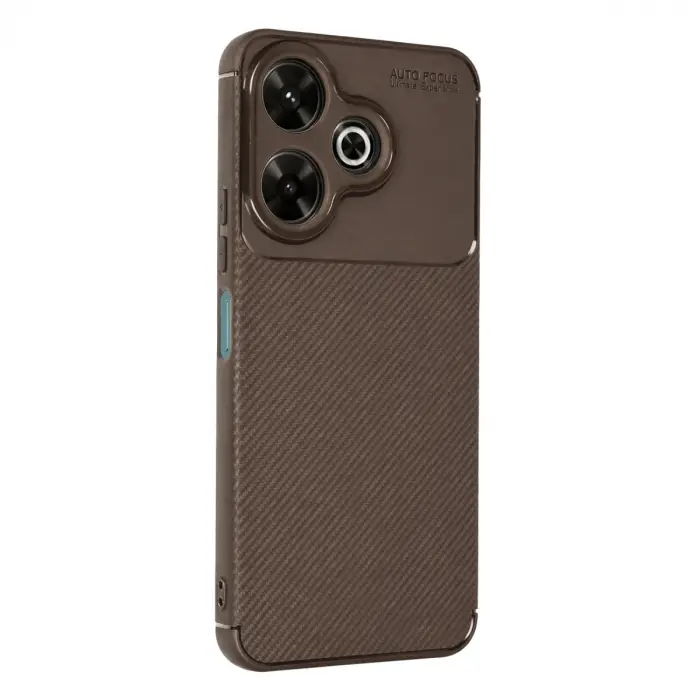 Redmi 13 4G Kılıf Auto Focus Karbon Kapak - Kahverengi