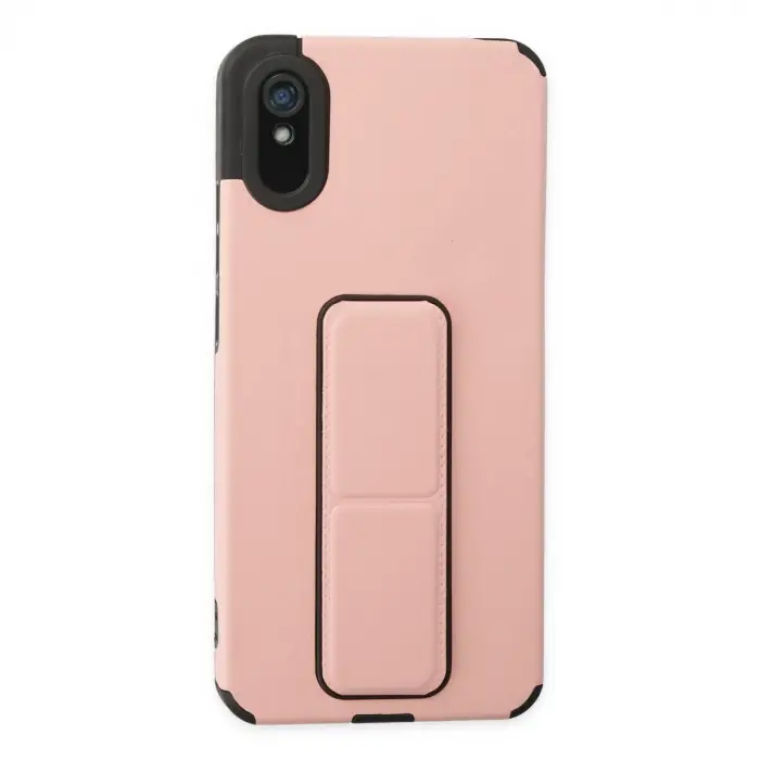 Redmi 9A Kılıf Mega Standlı Silikon - Pudra