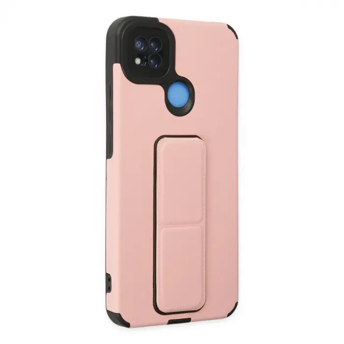 Redmi 9C Kılıf Mega Standlı Silikon - Pudra