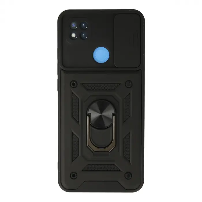 Redmi 9C Kılıf Pars Lens Yüzüklü Silikon - Siyah