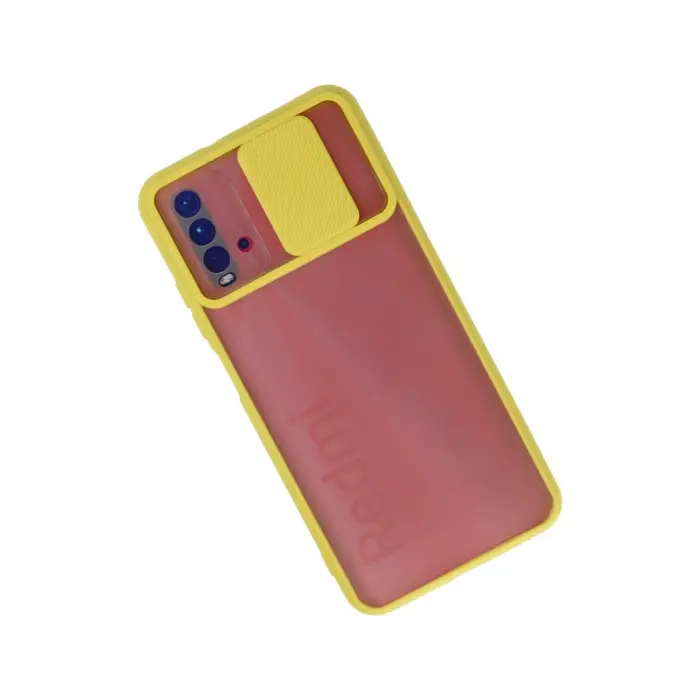 Redmi 9T Kılıf Palm Buzlu Kamera Sürgülü Silikon - Sarı