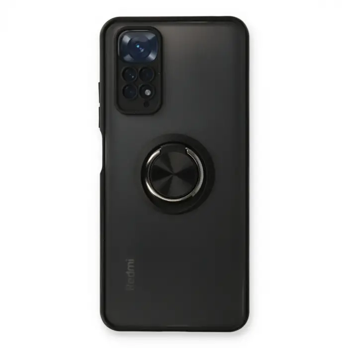 Redmi Note 11 Kılıf Montreal Yüzüklü Silikon Kapak - Siyah