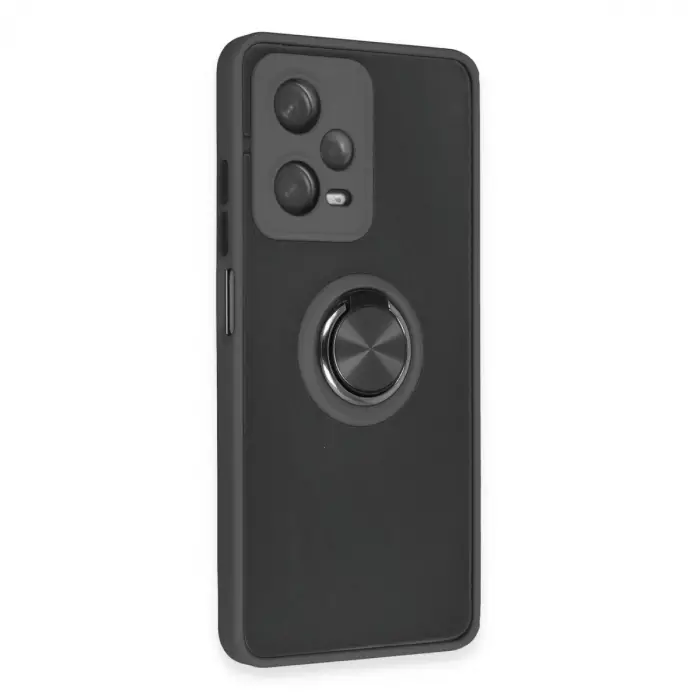 Redmi Note 12 5G Kılıf Montreal Yüzüklü Silikon Kapak - Siyah