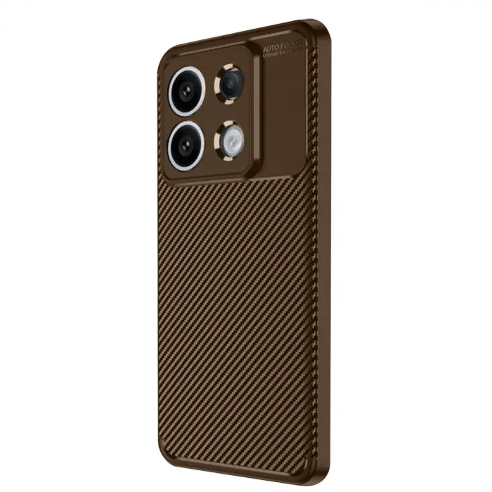 Redmi Note 13 Pro 4G Kılıf Auto Focus Karbon Kapak - Kahverengi
