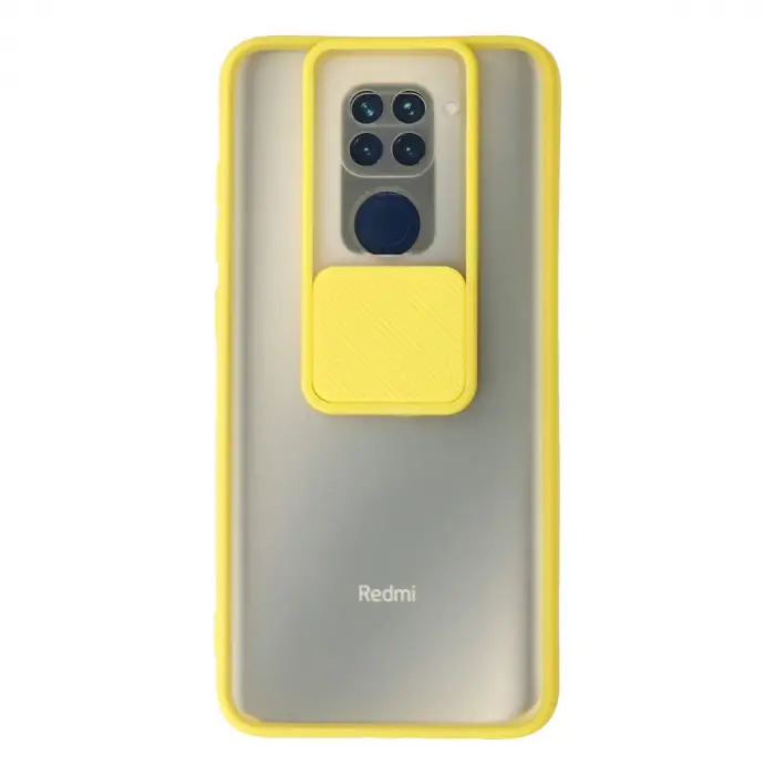 Redmi Note 9 Kılıf Palm Buzlu Kamera Sürgülü Silikon - Sarı