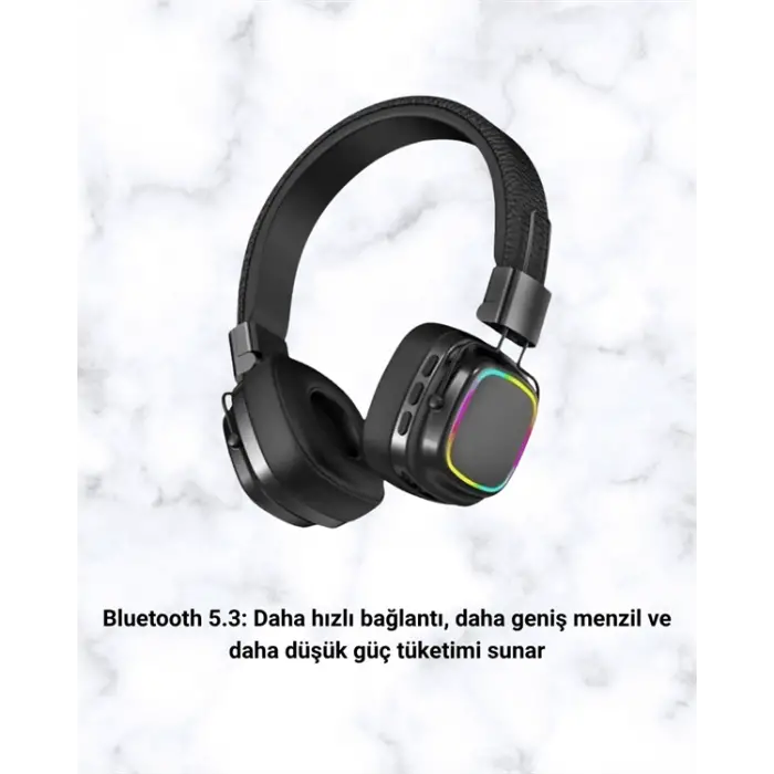 Renkli Işık Efektli Bluetooth 5.3 Müzik Kulaklığı