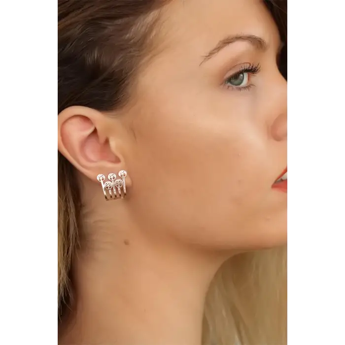 Rose Renk Ağaçlı Bayan Küpe