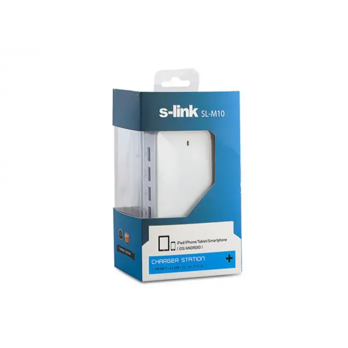S-link SL-M10 6.2A 4-Usb Beyaz Usb şarj