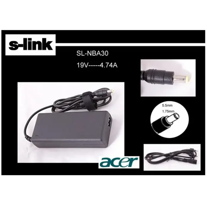 S-link SL-NBA30 19v 4.74a 5.5-1.75 Notebook Adaptörü