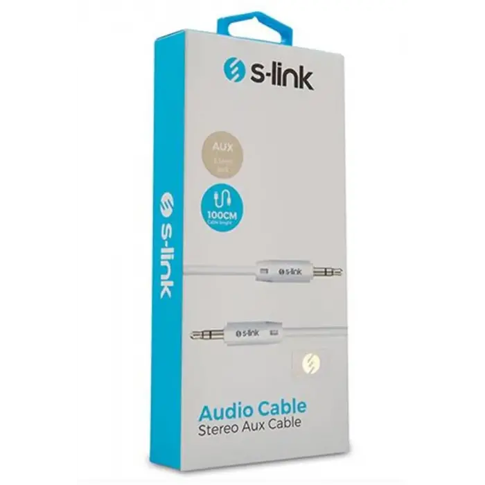 S-link SL-SP70 1m Beyaz 3.5mm Stereo Ses Kablosu